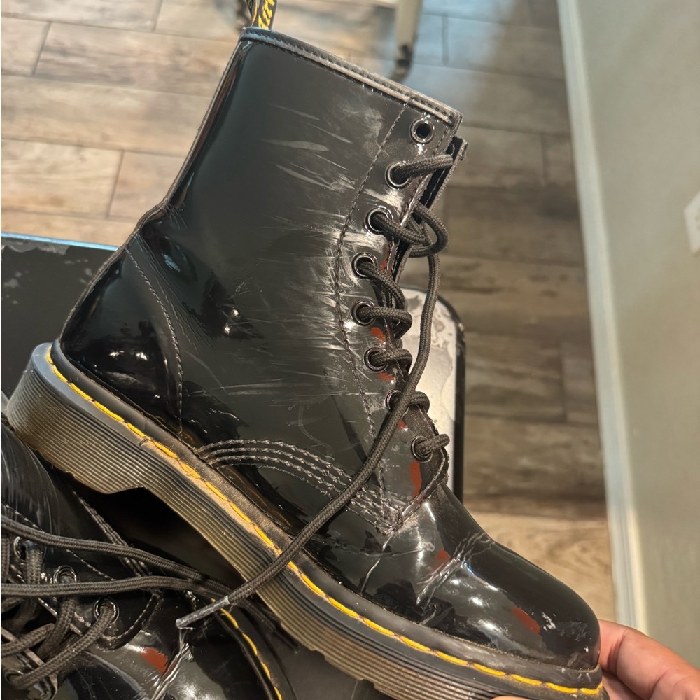 Black Patent Leather Dr. Marten Boots - Picture 3 of 3